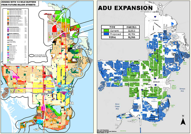 An overhead map of St. Petersburg's zoning placement. Upzoning Neighborhoods | Old Southeast Neighborhood